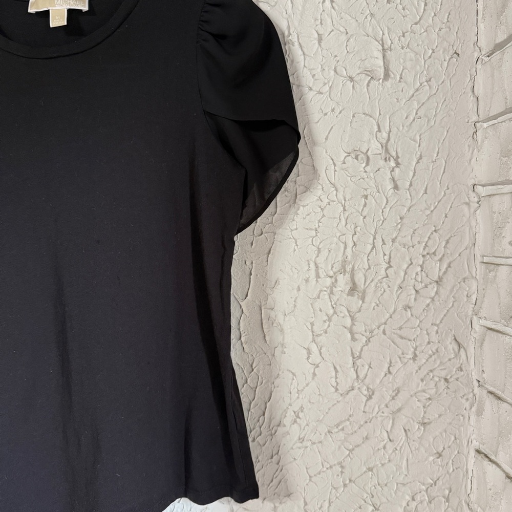 MICHAEL Michael Kors Classic Black Top with Statement Sleeve - Picture 3 of 9